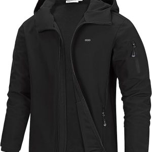 33,000ft Men's Hooded Softshell Jacket Waterproof Lightweight Insulated Windbreaker Fleece Lined Rain Shell Jacket